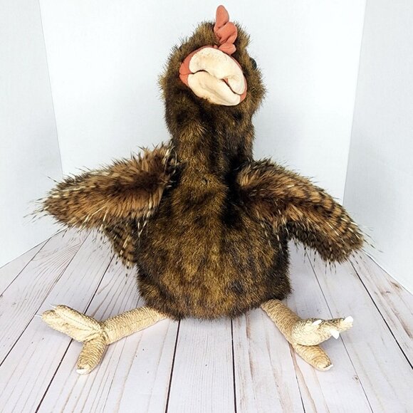 Folkmanis Hand Puppet Hen Chicken Plush Soft 20" Realistic Stuffed - Picture 2 of 11